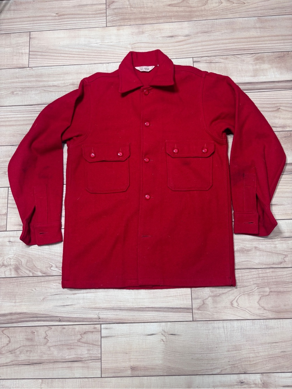 Boy Scouts of America Men's Red Wool Shirt Jacket with Button Front